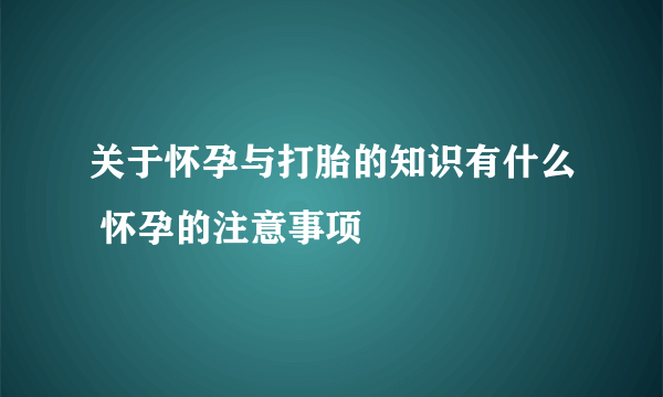 关于怀孕与打胎的知识有什么 怀孕的注意事项