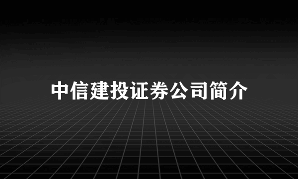 中信建投证券公司简介