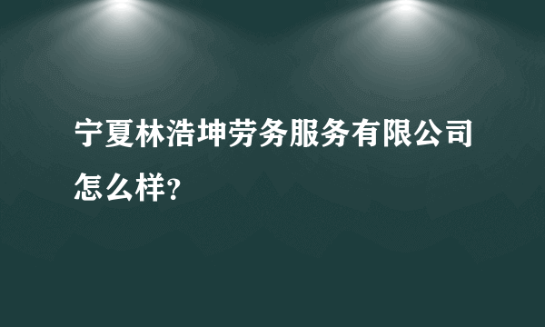 宁夏林浩坤劳务服务有限公司怎么样？