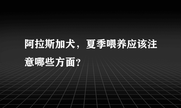 阿拉斯加犬，夏季喂养应该注意哪些方面？