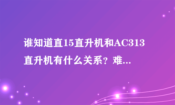 谁知道直15直升机和AC313直升机有什么关系？难道和SU27与歼11的关系类似嘛？