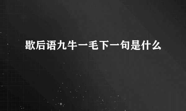 歇后语九牛一毛下一句是什么