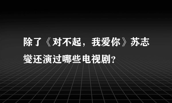 除了《对不起，我爱你》苏志燮还演过哪些电视剧？