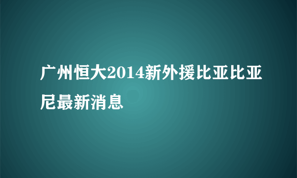 广州恒大2014新外援比亚比亚尼最新消息