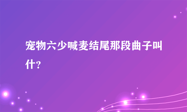 宠物六少喊麦结尾那段曲子叫什？