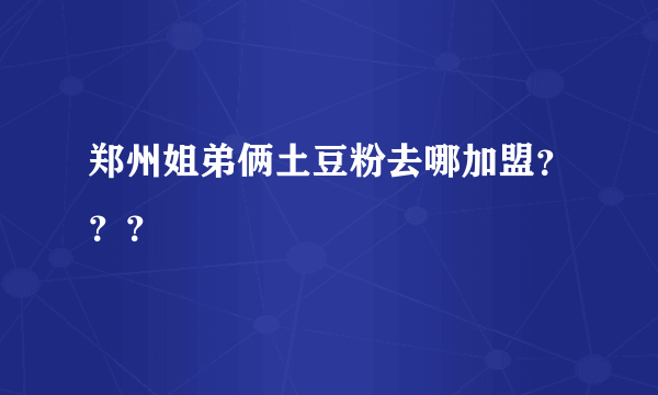 郑州姐弟俩土豆粉去哪加盟？？？