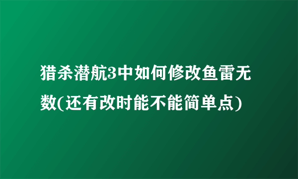 猎杀潜航3中如何修改鱼雷无数(还有改时能不能简单点)