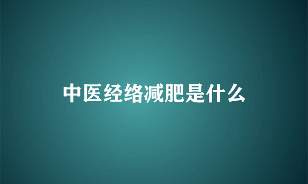 中医经络减肥是什么