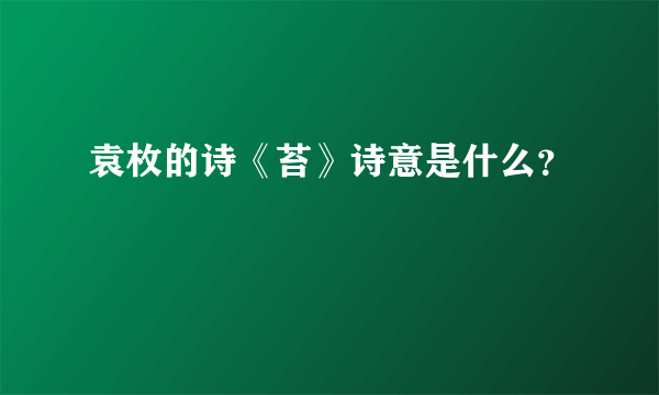 袁枚的诗《苔》诗意是什么？