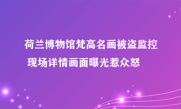 荷兰博物馆梵高名画被盗监控 现场详情画面曝光惹众怒