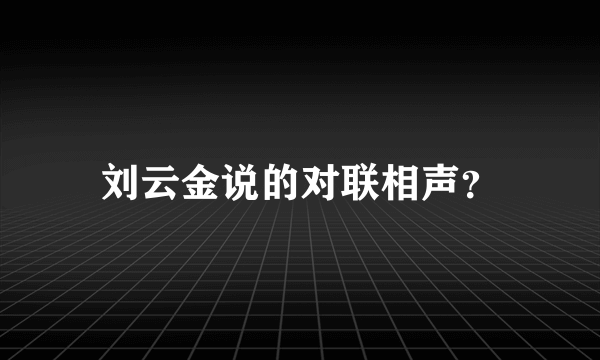 刘云金说的对联相声？