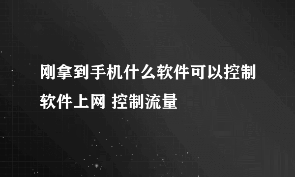 刚拿到手机什么软件可以控制软件上网 控制流量