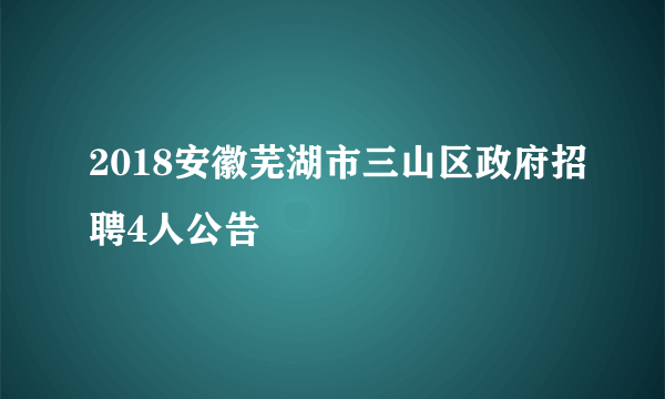 2018安徽芜湖市三山区政府招聘4人公告