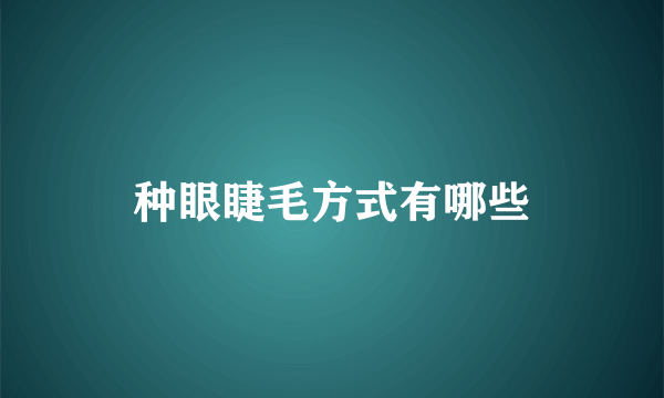 种眼睫毛方式有哪些