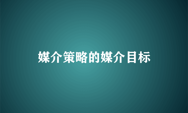 媒介策略的媒介目标