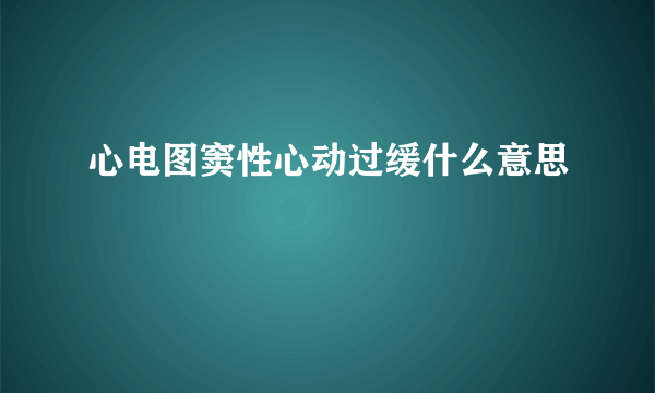 心电图窦性心动过缓什么意思