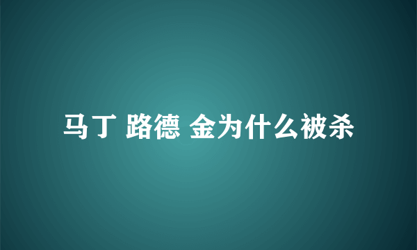 马丁 路德 金为什么被杀