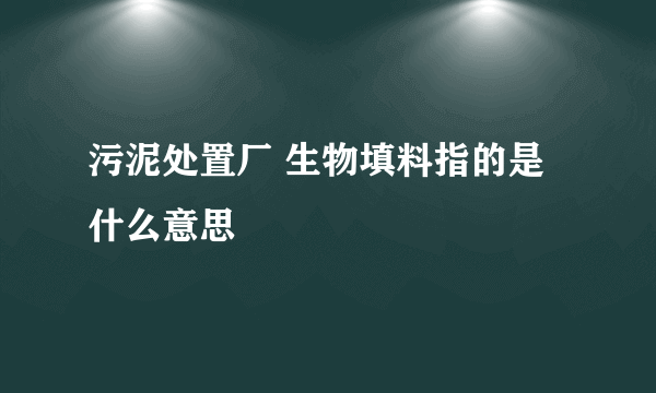 污泥处置厂 生物填料指的是什么意思