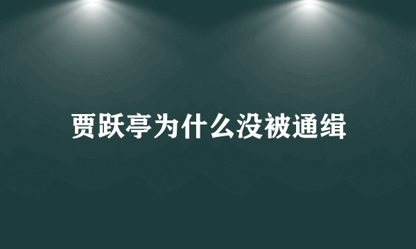 贾跃亭为什么没被通缉