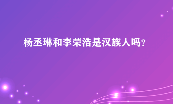 杨丞琳和李荣浩是汉族人吗？