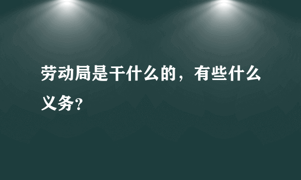 劳动局是干什么的，有些什么义务？