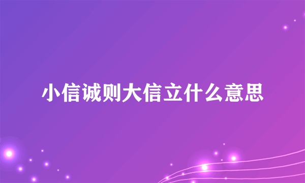 小信诚则大信立什么意思