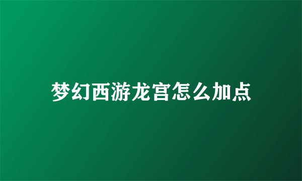 梦幻西游龙宫怎么加点