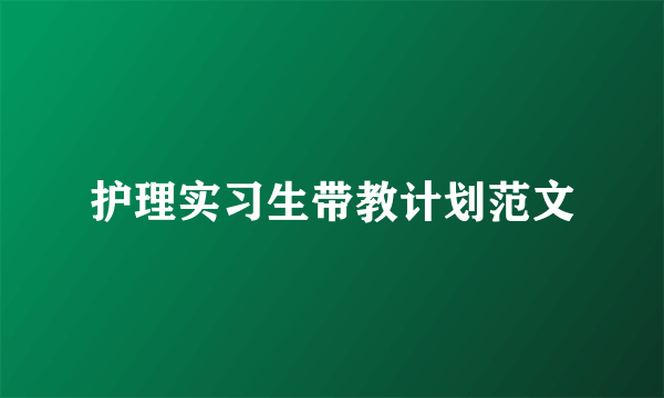 护理实习生带教计划范文