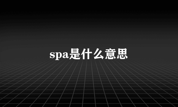 spa是什么意思