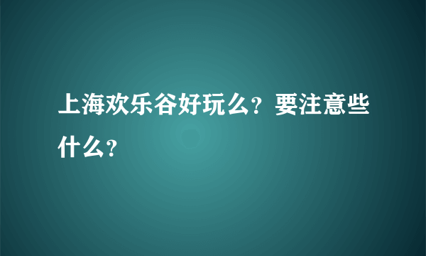 上海欢乐谷好玩么？要注意些什么？