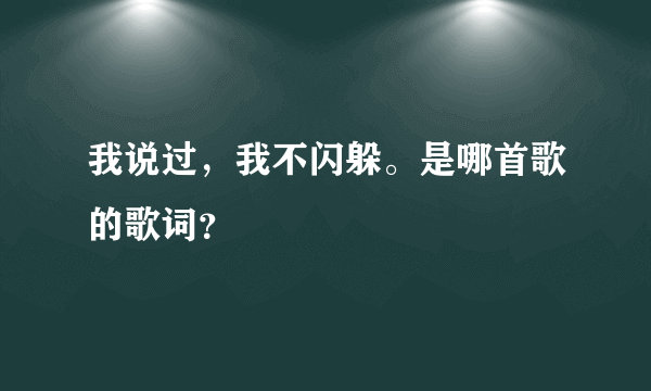 我说过，我不闪躲。是哪首歌的歌词？