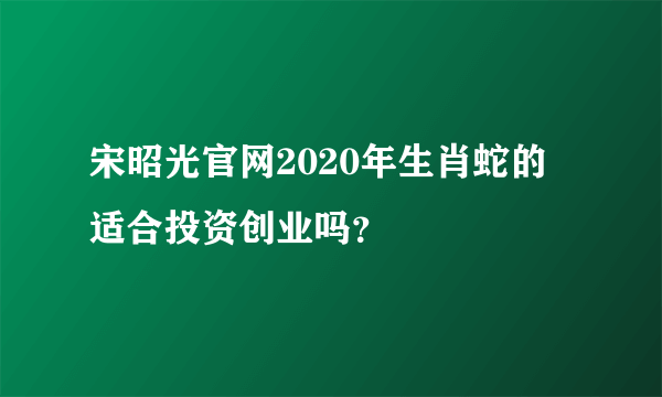 宋昭光官网2020年生肖蛇的适合投资创业吗？