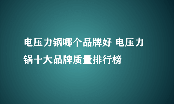 电压力锅哪个品牌好 电压力锅十大品牌质量排行榜