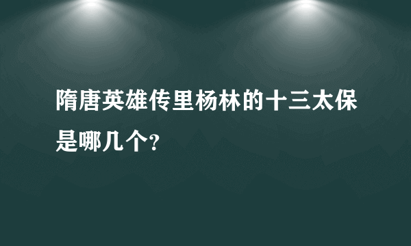 隋唐英雄传里杨林的十三太保是哪几个？