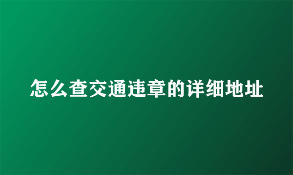 怎么查交通违章的详细地址