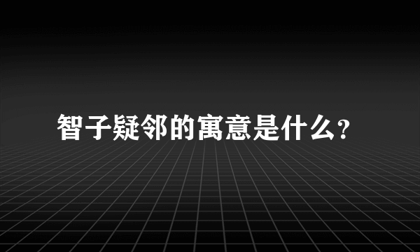 智子疑邻的寓意是什么？