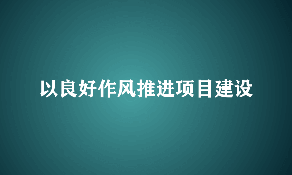 以良好作风推进项目建设