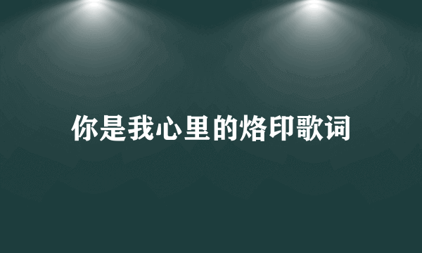 你是我心里的烙印歌词