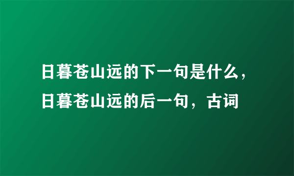 日暮苍山远的下一句是什么，日暮苍山远的后一句，古词