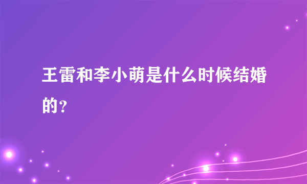 王雷和李小萌是什么时候结婚的？