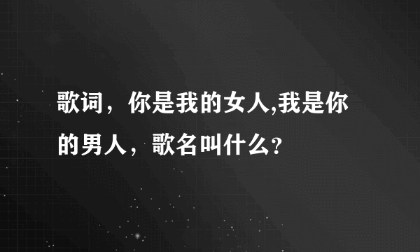 歌词，你是我的女人,我是你的男人，歌名叫什么？