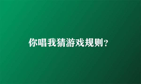 你唱我猜游戏规则？