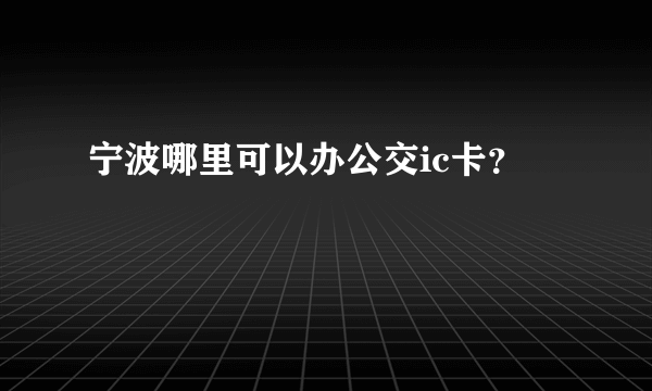 宁波哪里可以办公交ic卡？