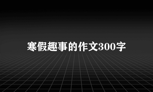 寒假趣事的作文300字