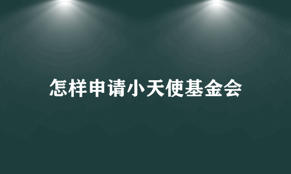 怎样申请小天使基金会