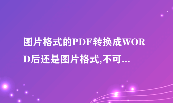 图片格式的PDF转换成WORD后还是图片格式,不可以编辑,怎么处理?