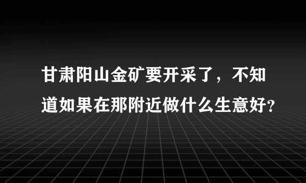 甘肃阳山金矿要开采了，不知道如果在那附近做什么生意好？