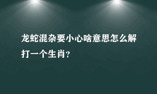 龙蛇混杂要小心啥意思怎么解打一个生肖？