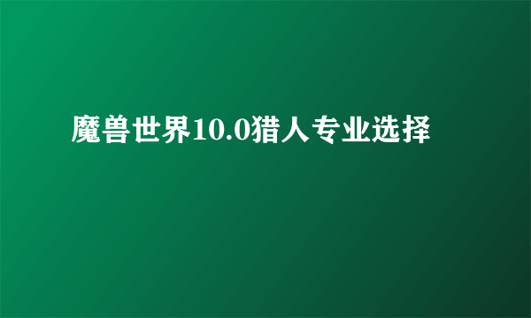 魔兽世界10.0猎人专业选择