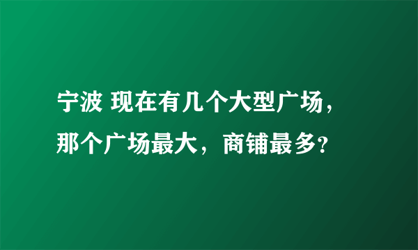 宁波 现在有几个大型广场，那个广场最大，商铺最多？